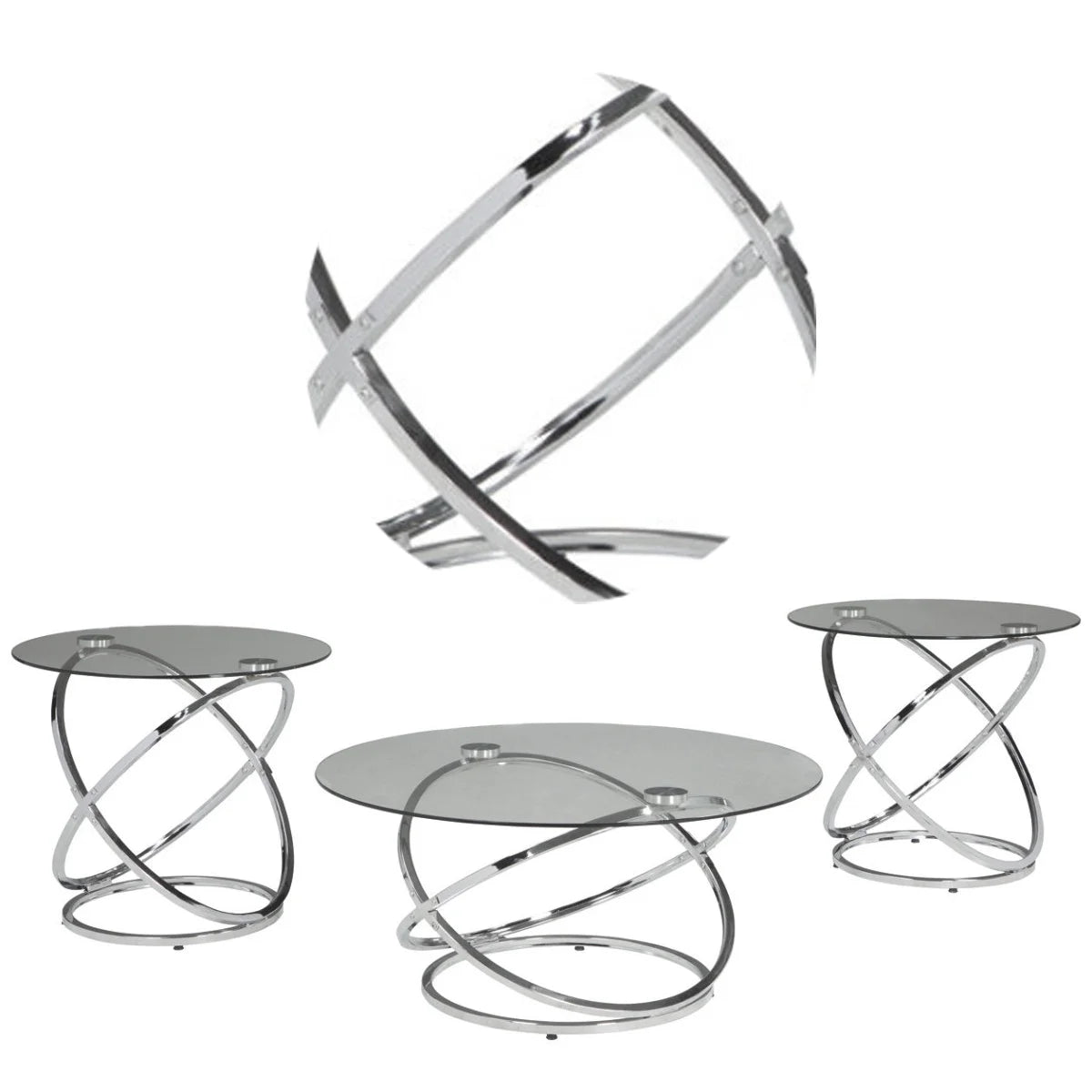 Chrome Finish Table (Set of 3) F5260