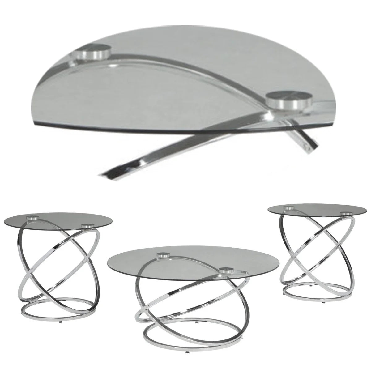 Chrome Finish Table (Set of 3) F5260