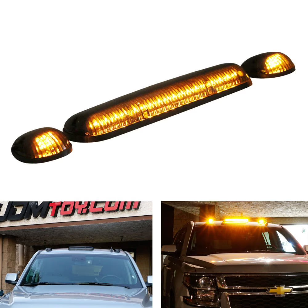 Black Smoked LED Cab Roof Top Marker Running Lamps With Amber LED Lights G8420