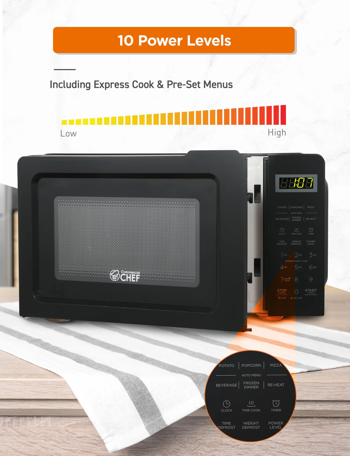 0.7 Cubic Feet 700 Watt Stainless Steel Microwave Oven M574
