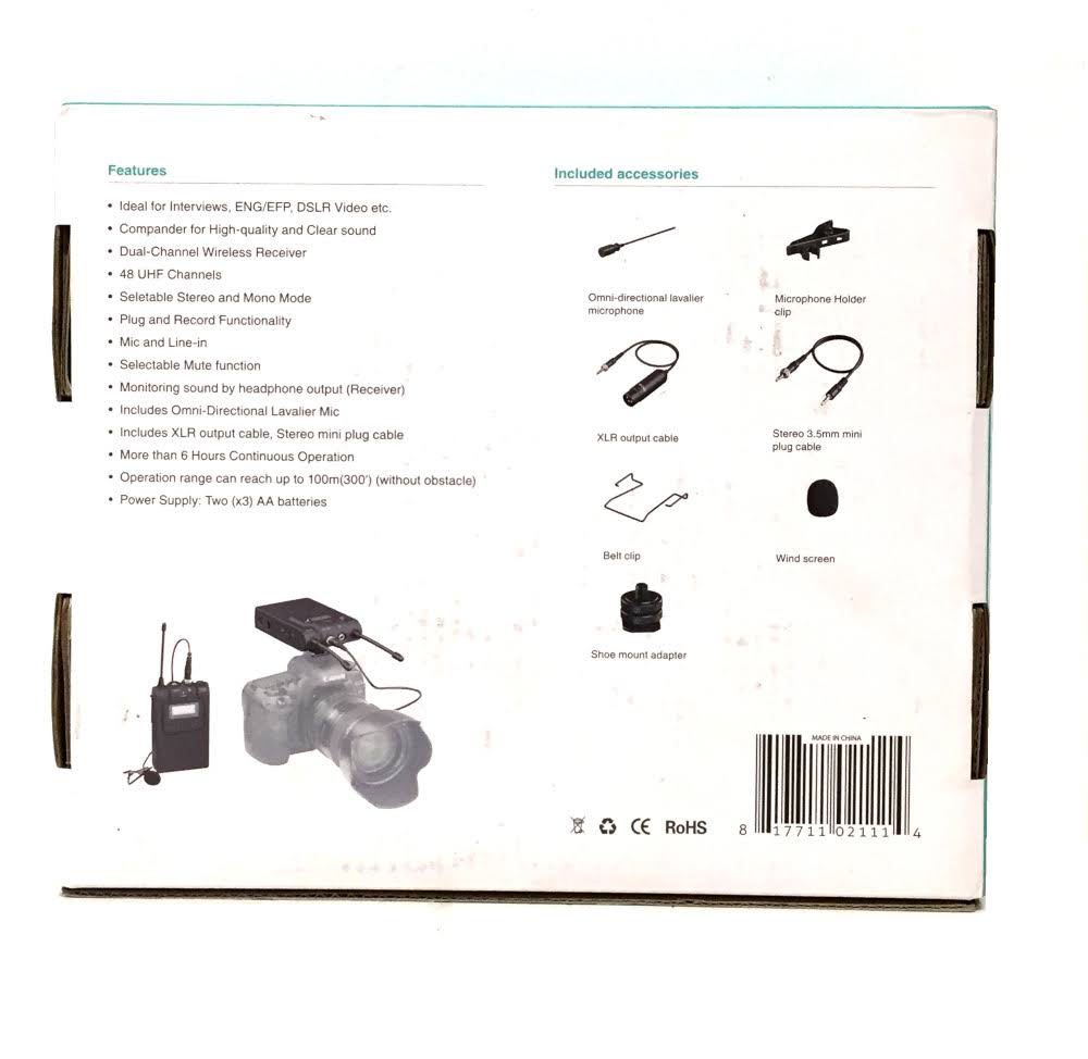 UHF Wireless Lavalier Microphone System with Bodypack R5682