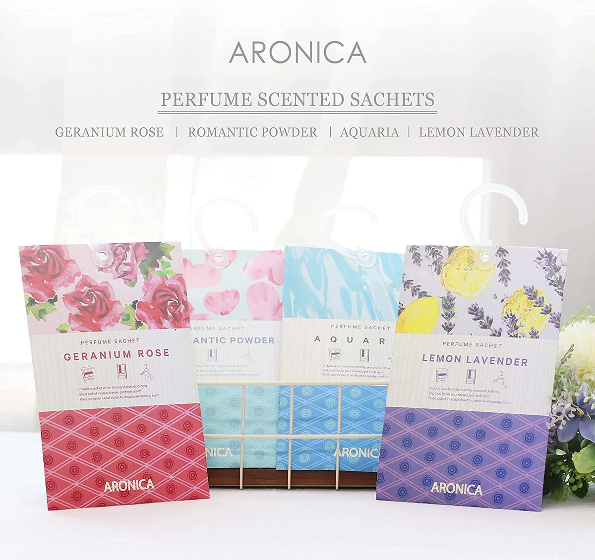 Geranium Rose Perfume Sachet 4pcs Set S622