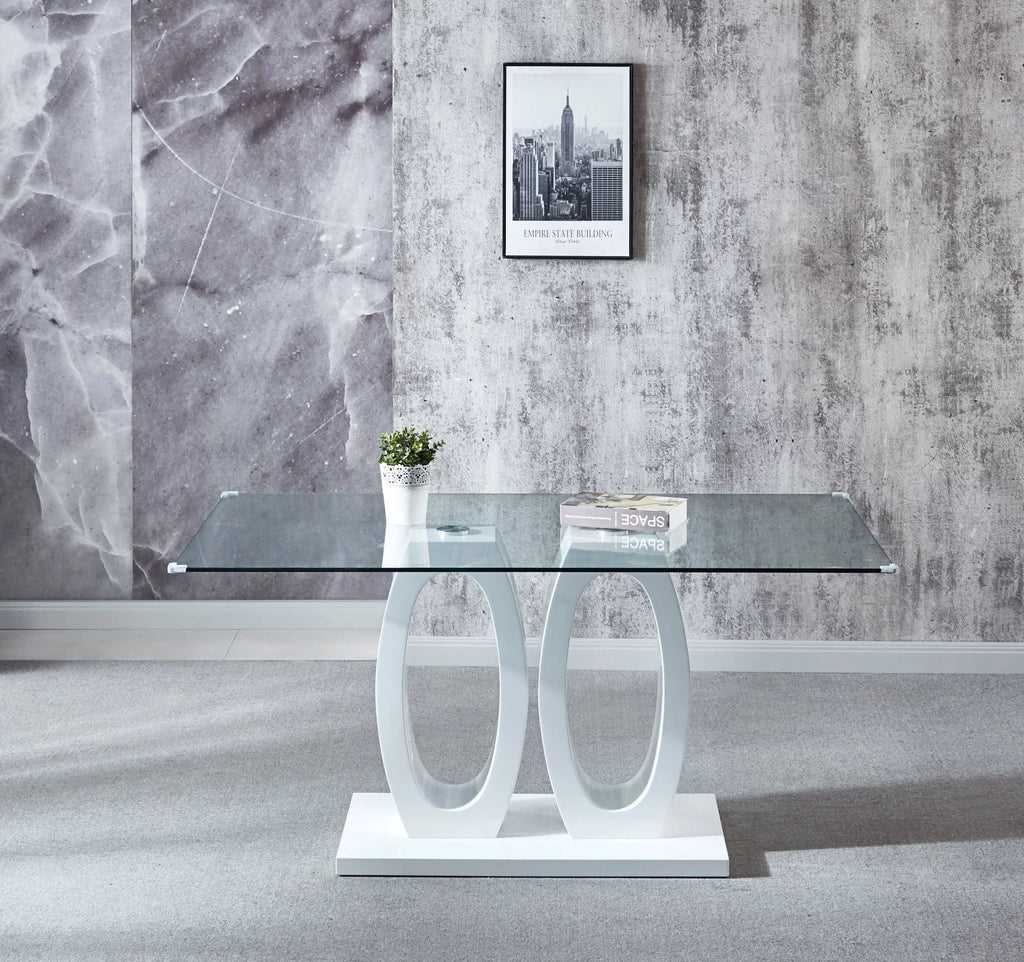 Tempered Glass Top Double Pedestal Dining Table A704