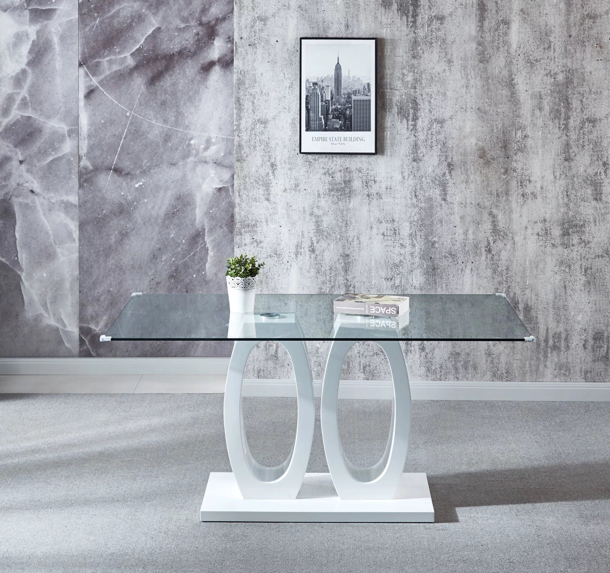 Tempered Glass Top Double Pedestal Dining Table A704