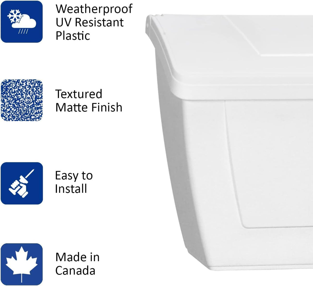 White Plastic Horizontal Mailbox with Newspaper Hook G163