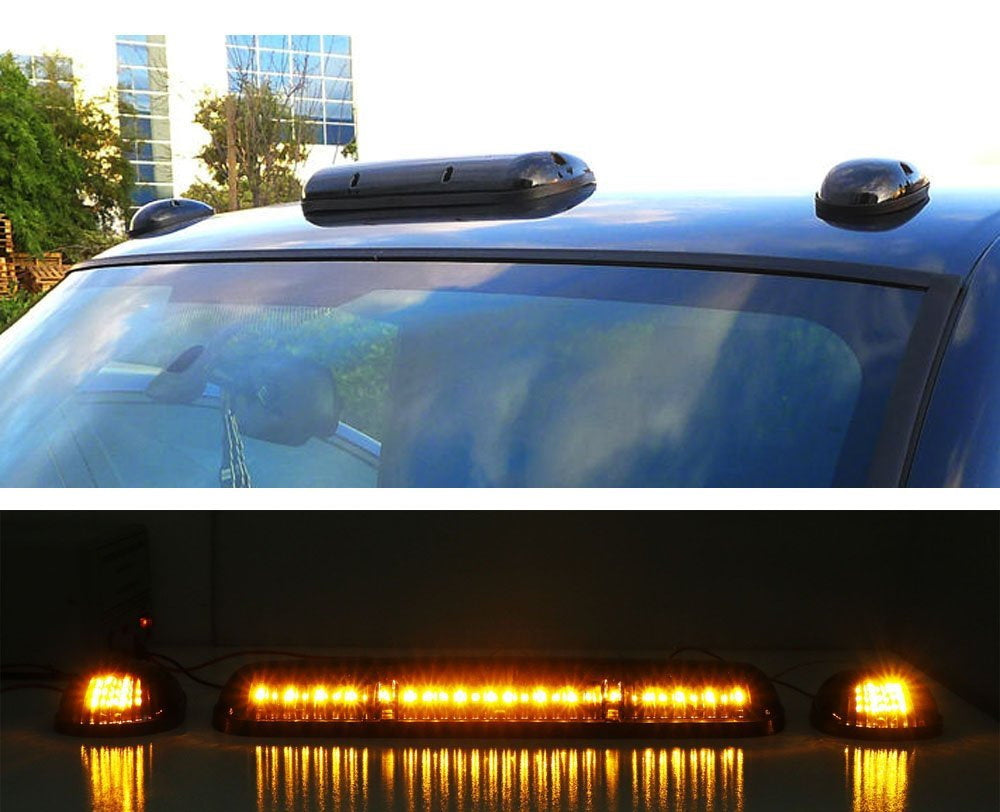 Black Smoked LED Cab Roof Top Marker Running Lamps With Amber LED Lights G8420