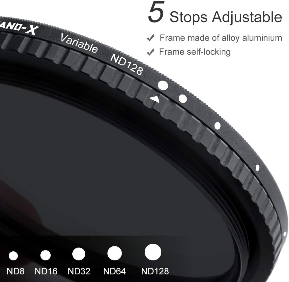 55mm Variable ND Filter ND8-ND128 (3-7 Stop) Hydrophobic VND Filter Pack of 2 N88950