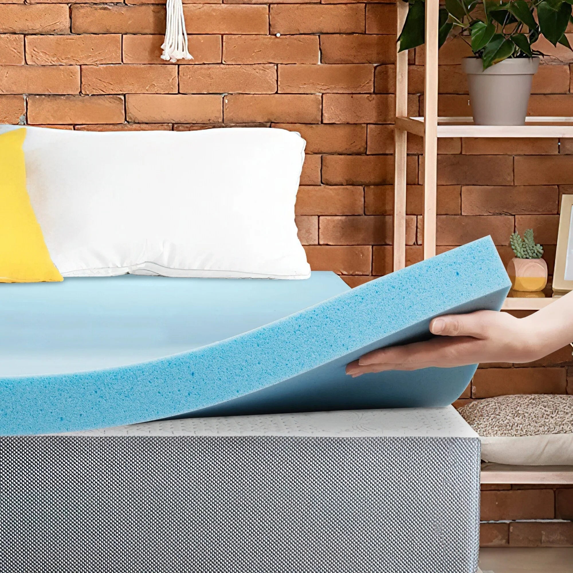 Blue Full Gel Memory Foam Mattress Topper P79582