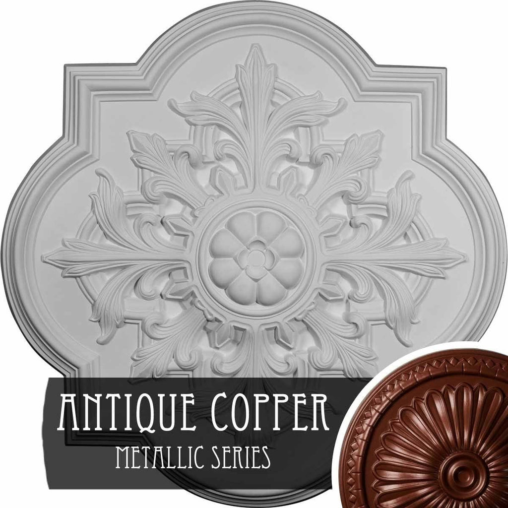31 1/4x22OD x 2x22P Ceiling Medallion Hand-Painted Walnut O257