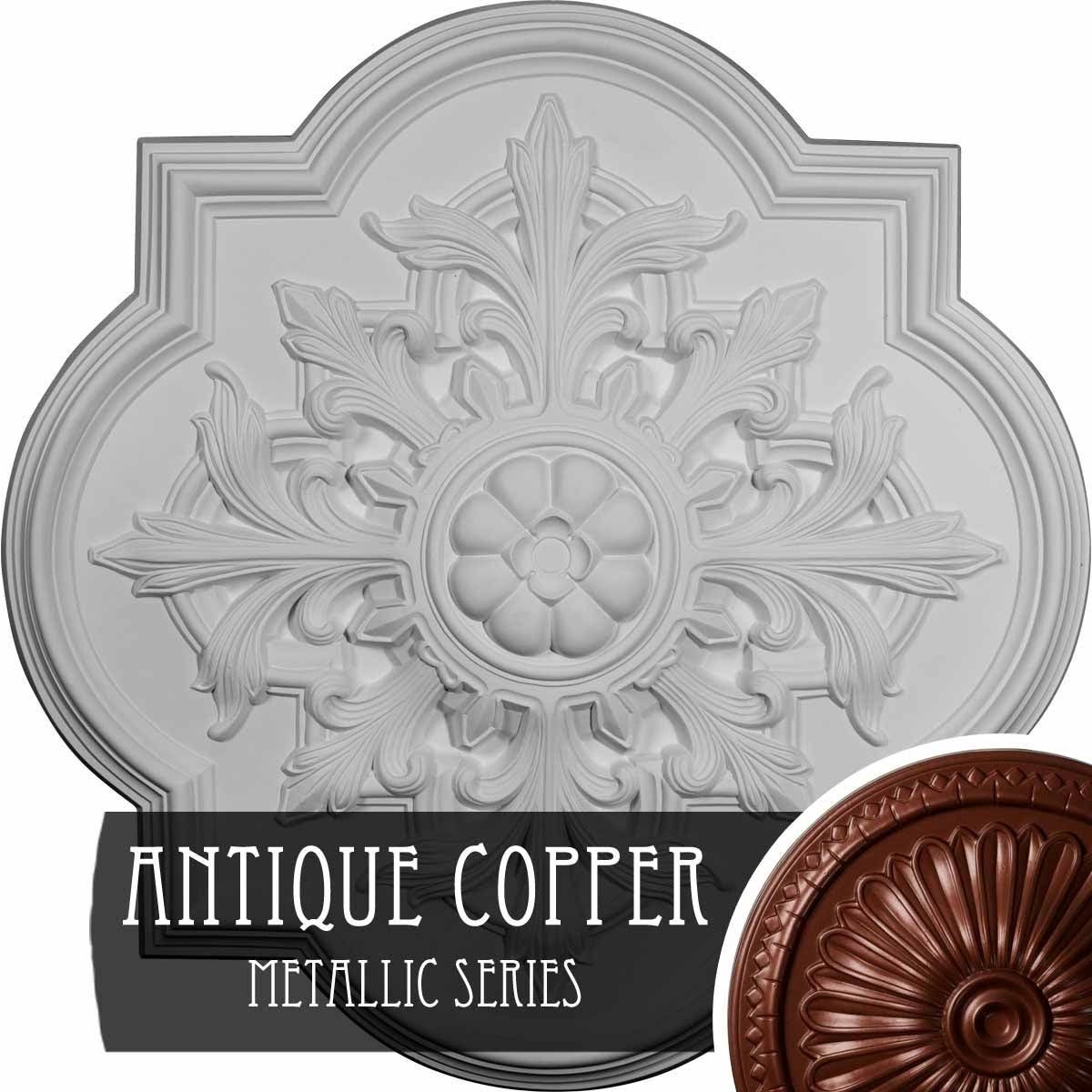 31 1/4x22OD x 2x22P Ceiling Medallion Hand-Painted Walnut O257