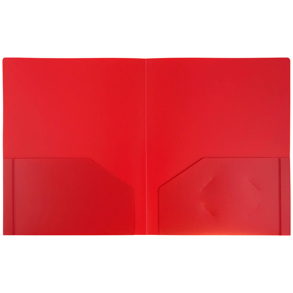 Red Heavy Duty Plastic Two Pocket Presentation Folders - 108/pack L9229
