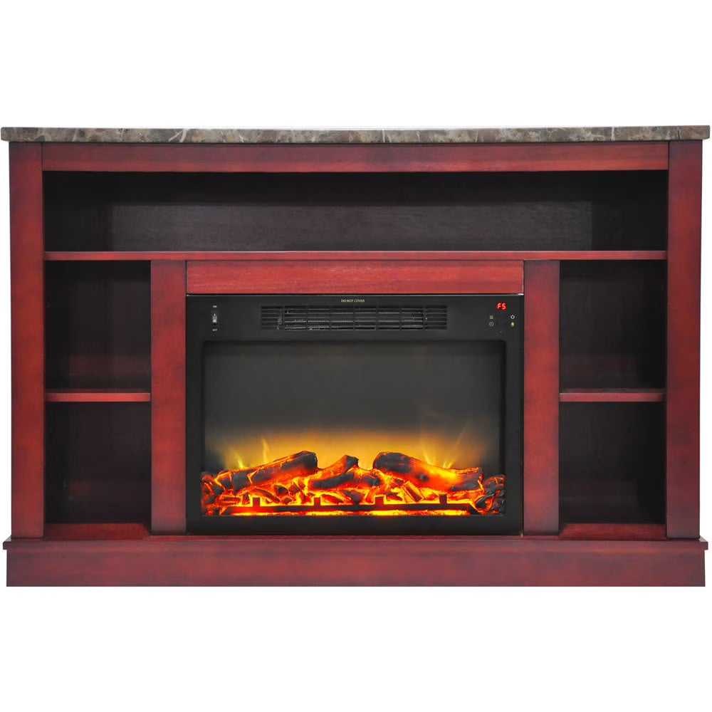 Freestanding Electric Fireplace with Log Insert, Cherry W2002