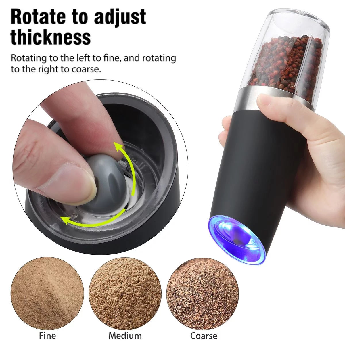 2 Pack Electric Salt and Pepper Grinder Set with Adjustable Coarseness Q581385