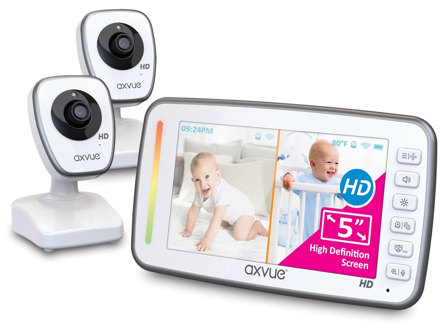 720P 5 HD Display Video Baby Monitor with 2 HD Cams V5813