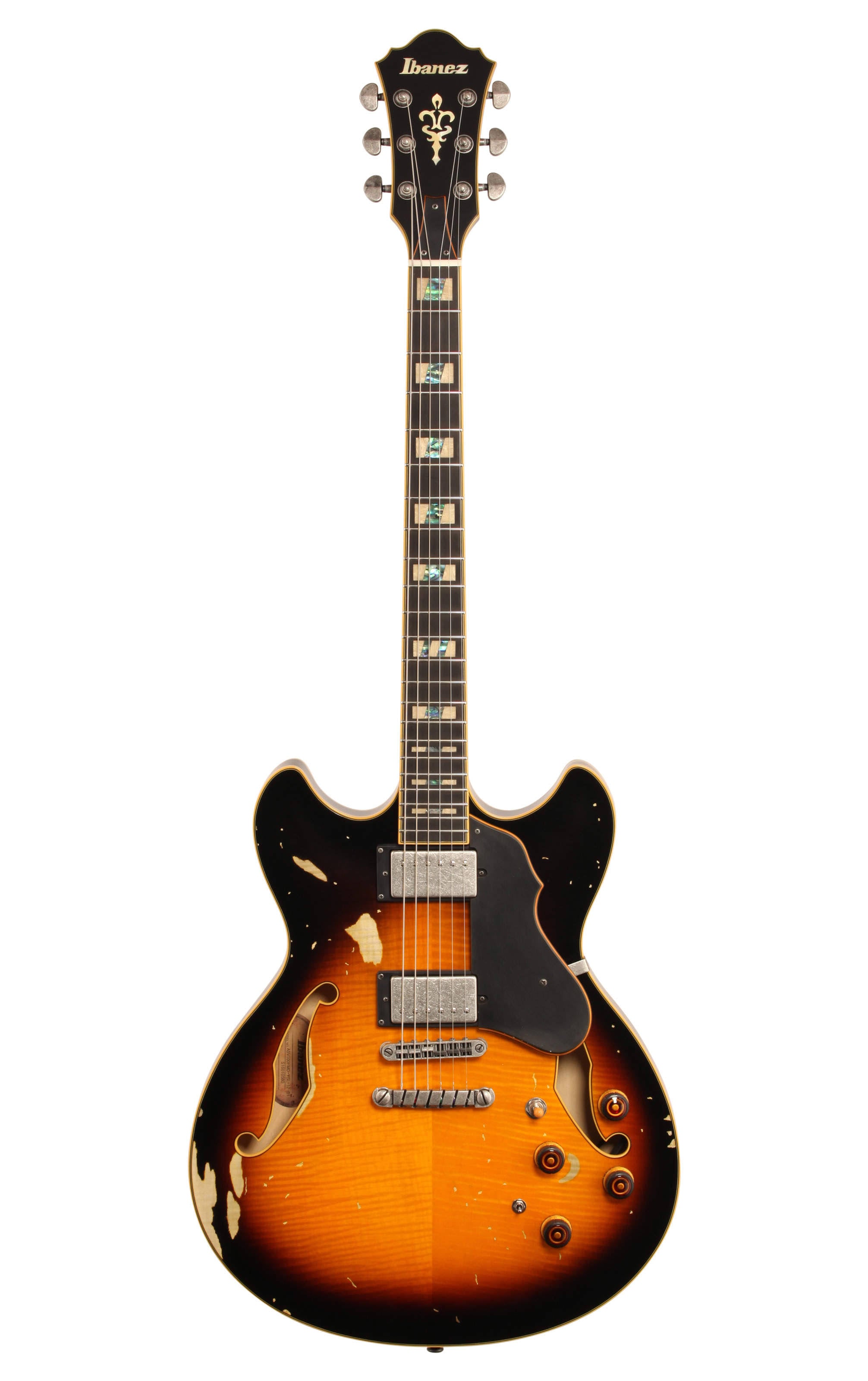 Yellow Sunburst Semi-Hollow Electric Guitar P3259