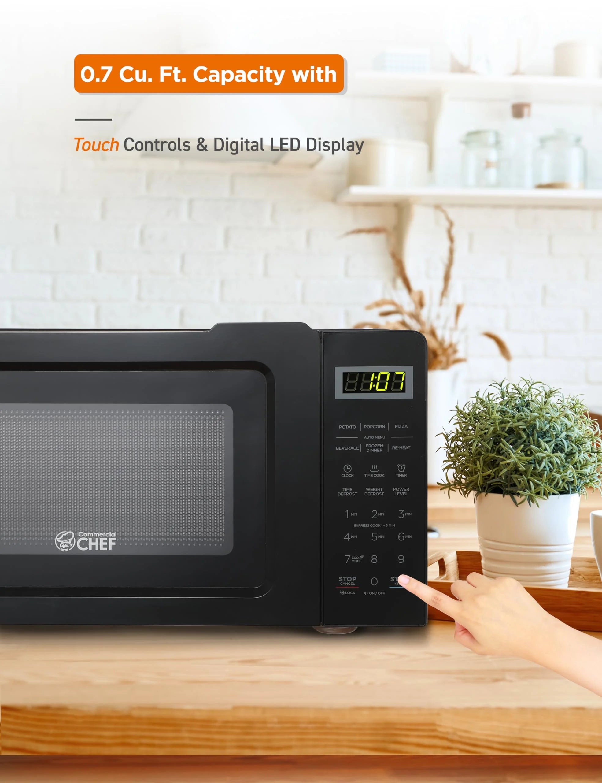 0.7 Cubic Feet 700 Watt Stainless Steel Microwave Oven M574