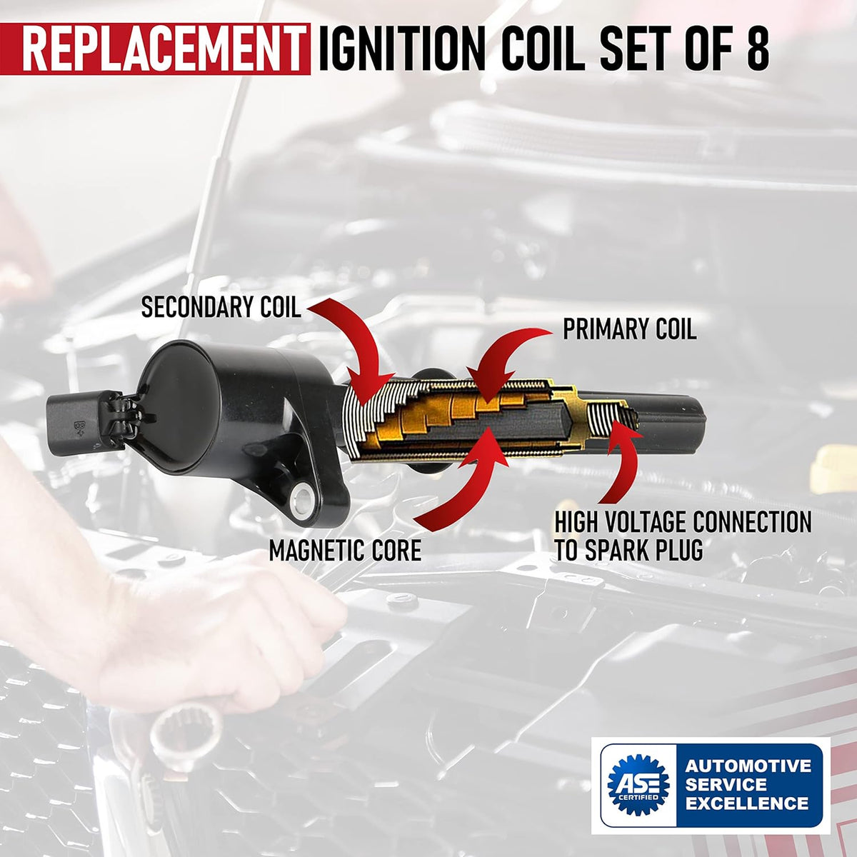 Ignition Coil Pack Set of 8 for 4.6L, 5.4L, 6.0L, 6.8L N218691