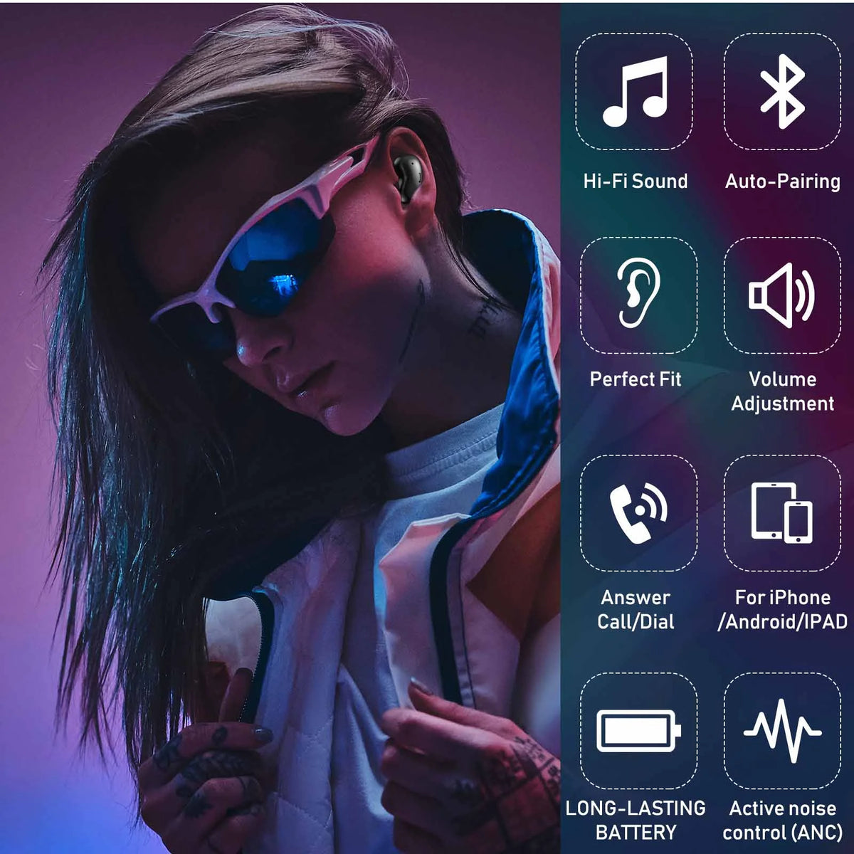 Black Bluetooth Wireless Earbuds with Microphone J680413