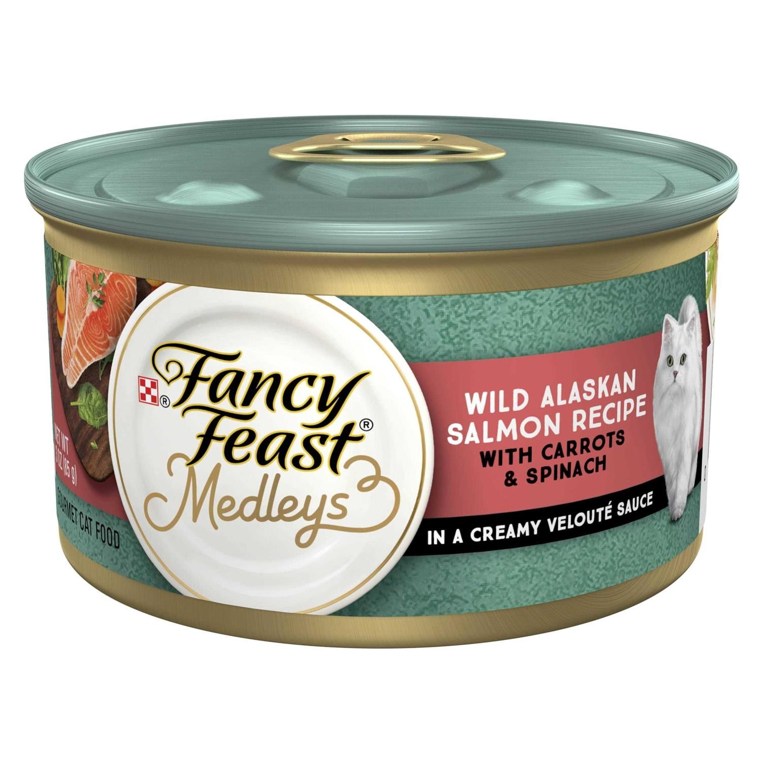 High Protein Wet Cat Food with Wild Alaskan Salmon and Garden Veggies in Sauce M7580