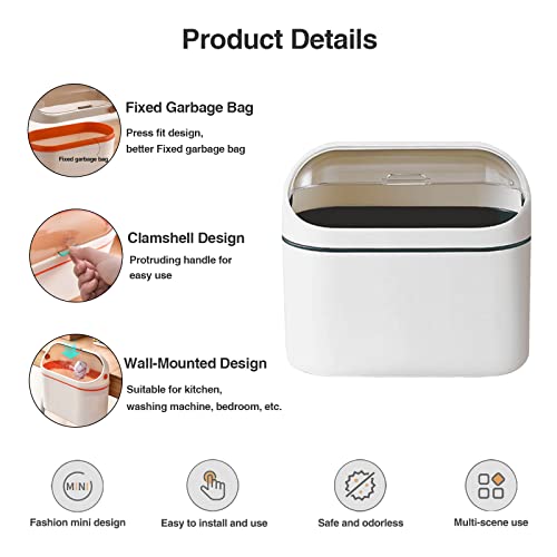 Orange Mini Trash Can with Lid I2987