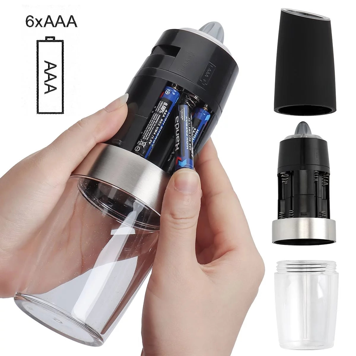 2 Pack Electric Salt and Pepper Grinder Set with Adjustable Coarseness Q581385