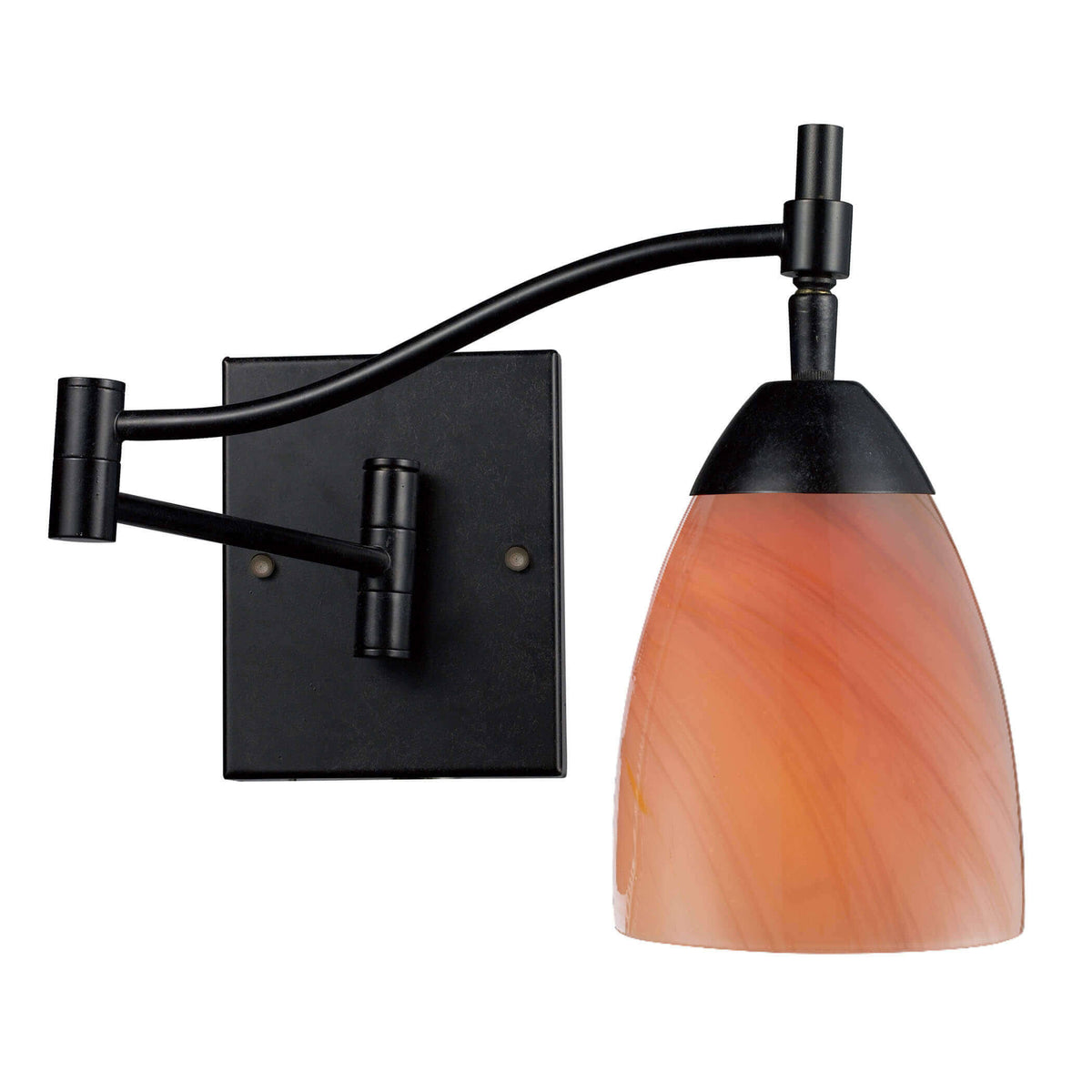 1-Light Swingarm Sconce in Dark Rust & Sandy Glass Z94932