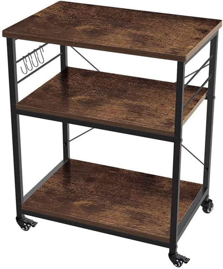Light walnut 3 Tier Kitchen Cart J48950