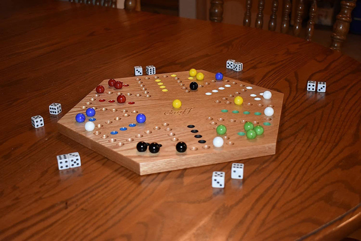 Solid Oak Double Sided Marble Board Game 16 inch Z7008