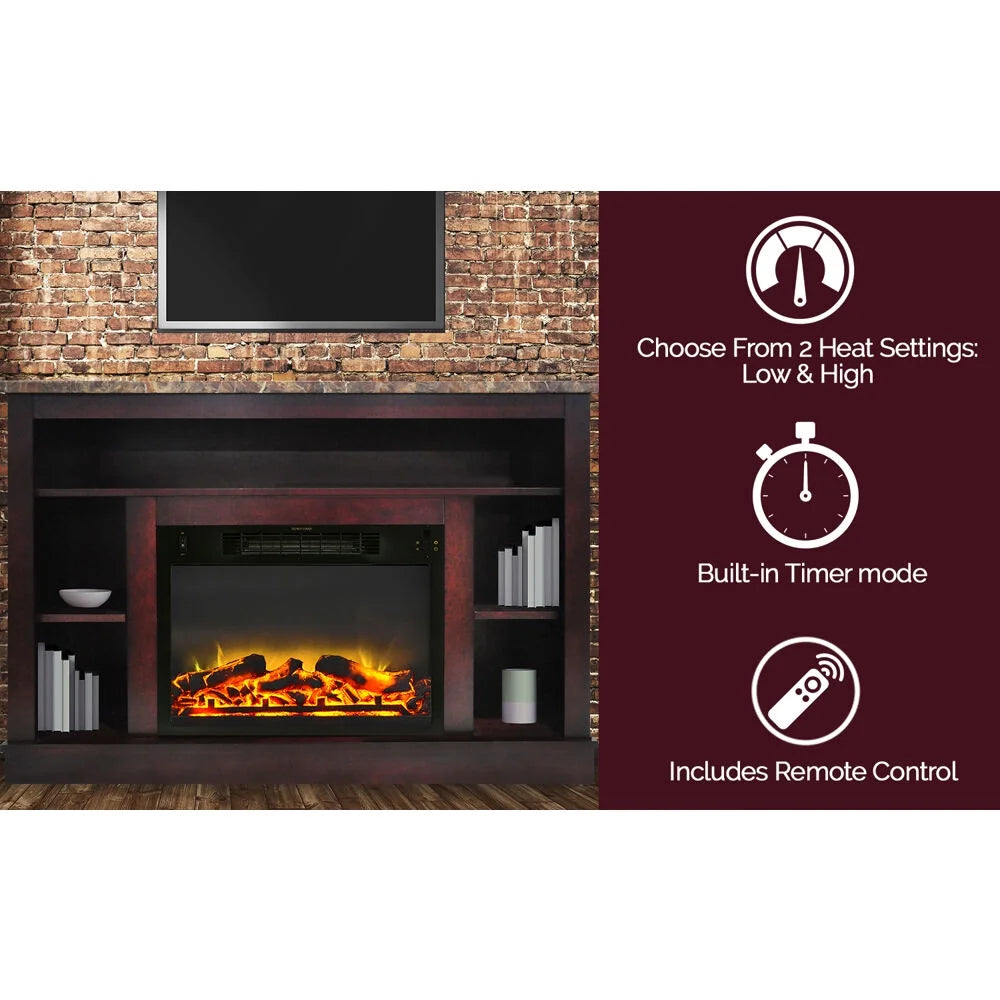Freestanding Electric Fireplace with Log Insert, Cherry W2002
