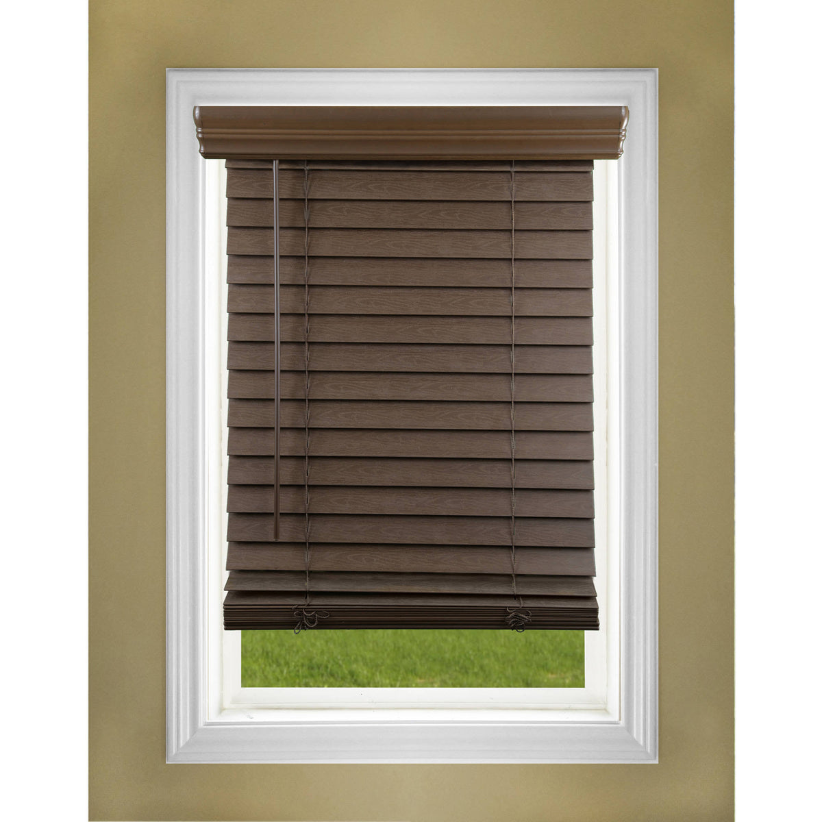 2 inch Cordless Faux Wood Blind, Dark Oak M121467