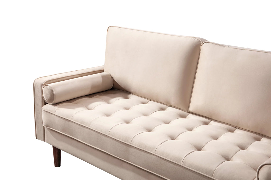 Beige Velvet Sofa Loveseat 2Pcs Set D6119