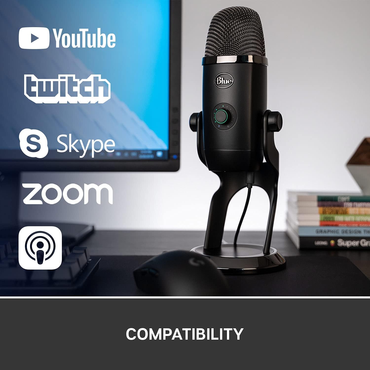 Blue Yeti X Professional Condenser USB Microphone with High-Res Metering, LED Lighting E72892