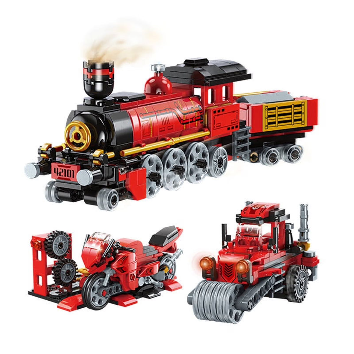 3in1 City Train Building Blocks Motorcycle Road Roller Bricks DIY Toys A451854