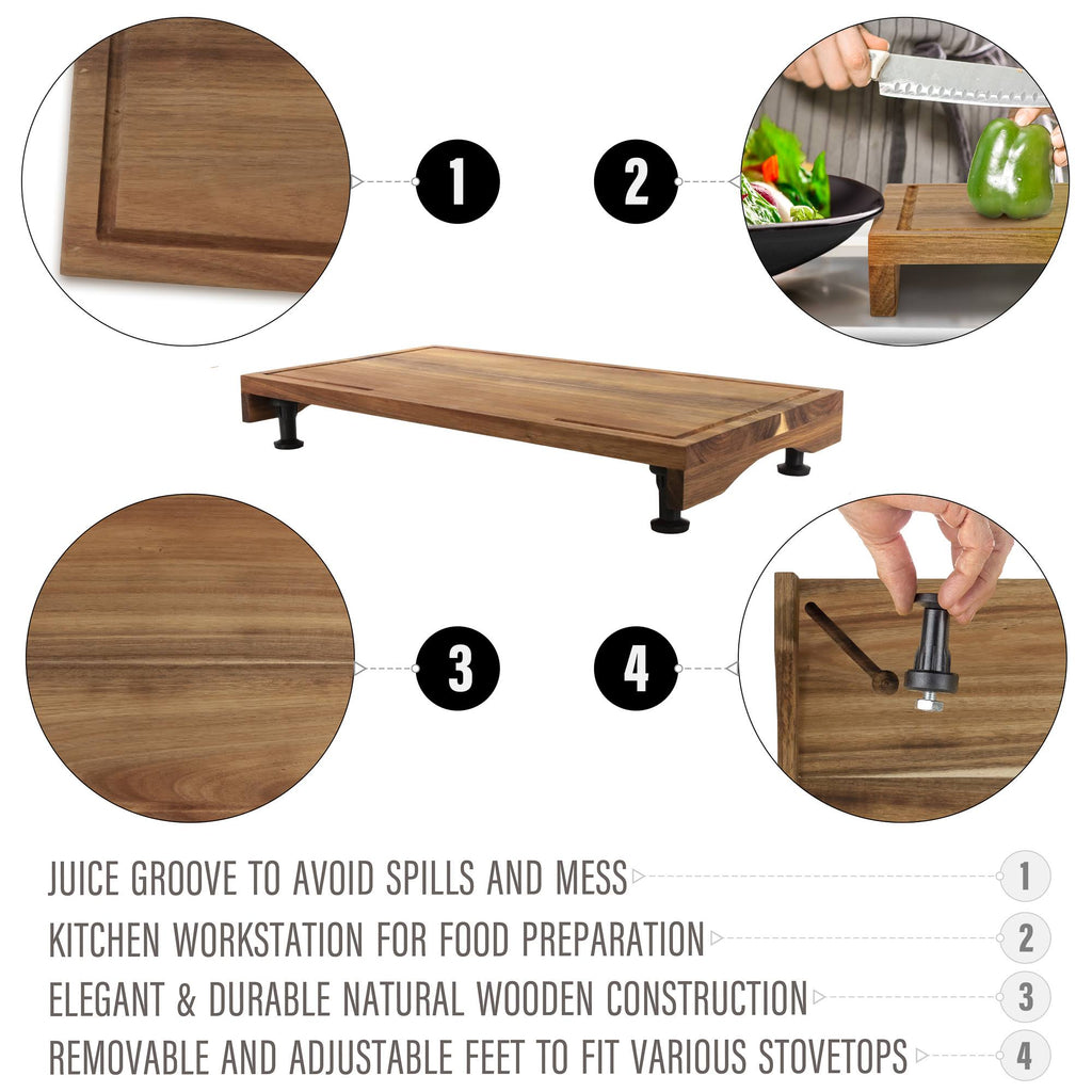 Acacia Wood Cutting Board and Dual Burner Stovetop Cover F980439