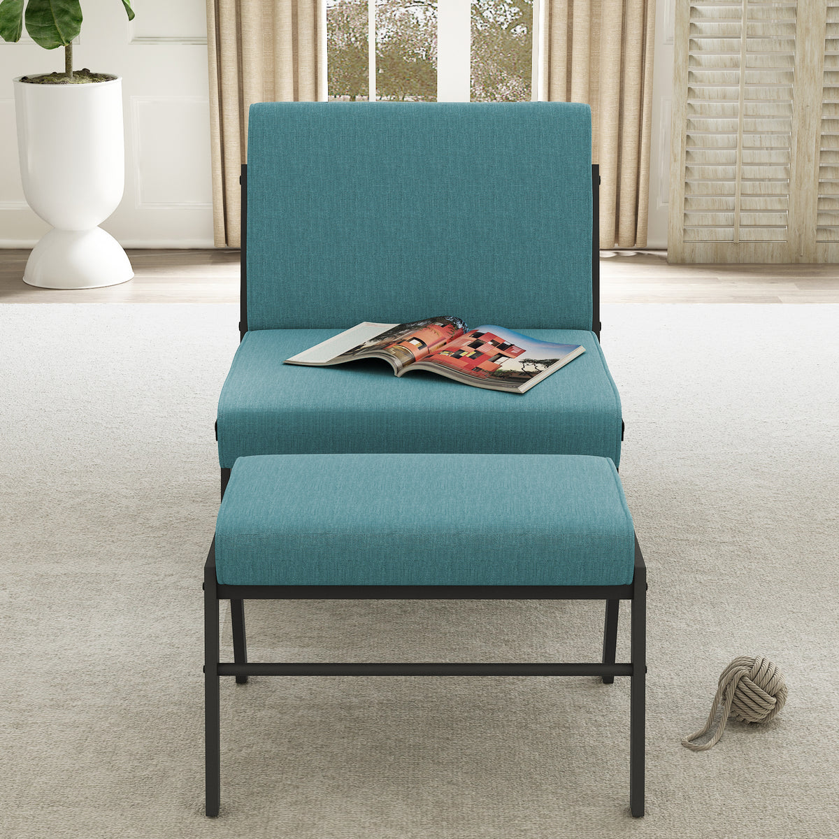 Linen Accent Chair with Ottoman J10224