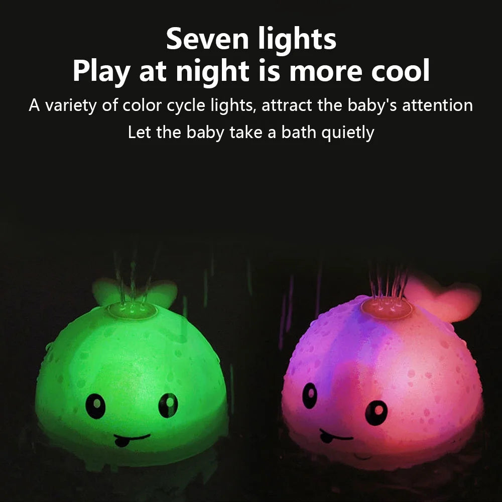 Baby Bath Toy Light up Whale Bath Toy 2 in 1 Induction Water Spray Toy Automatic Sprinkler Bathtub Toy F121850