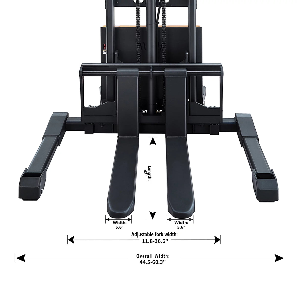 3300lb Cap. Semi-Electric Pallet Straddle Stacker with Adjustable Fork 98" Raised Height D298137