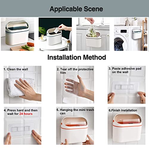 Orange Mini Trash Can with Lid I2987