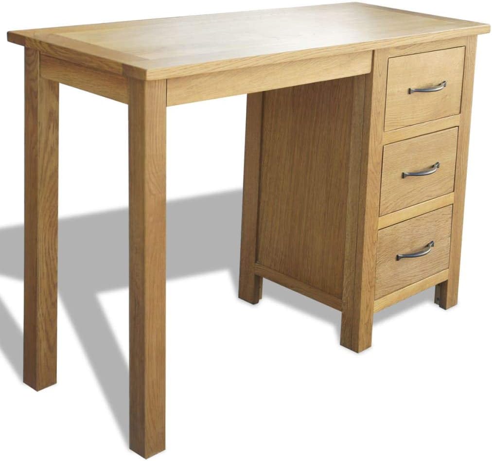 Solid Oak Wood Desk with 3 Drawers 41.7"x15.7"x29.5" W2797