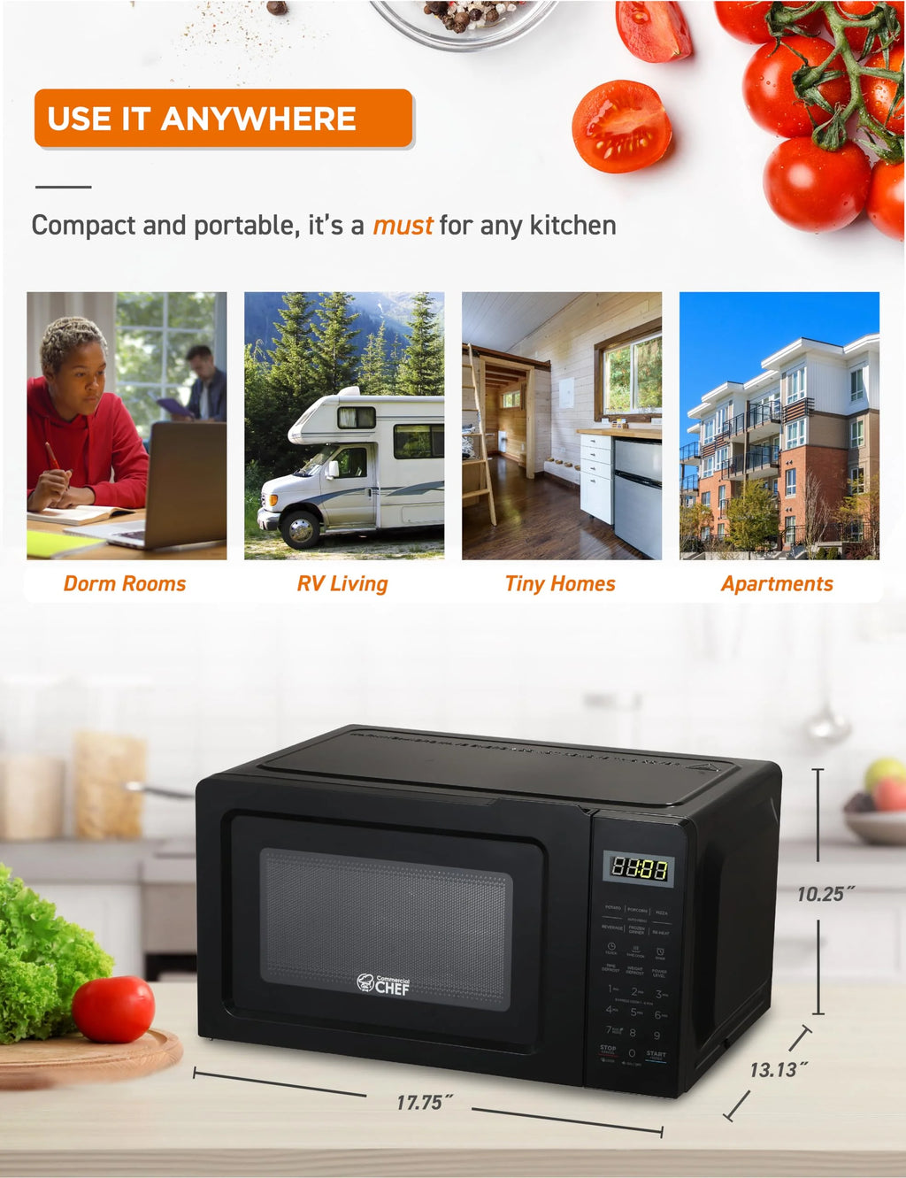 0.7 Cubic Feet 700 Watt Stainless Steel Microwave Oven M574