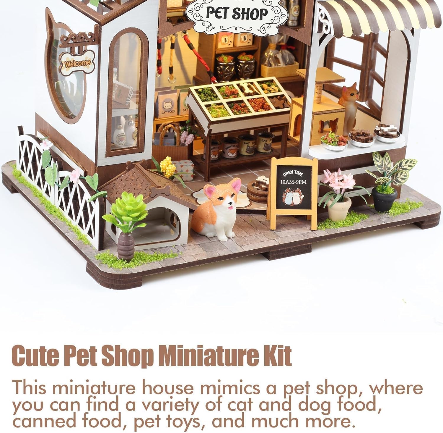 3D Wooden Miniature Dollhouse Kit with Furniture and Light I627