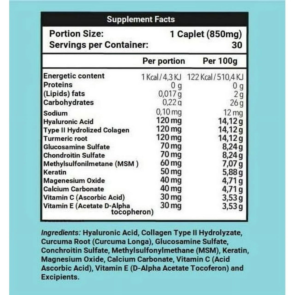 30 Caplets 850 mg W582528