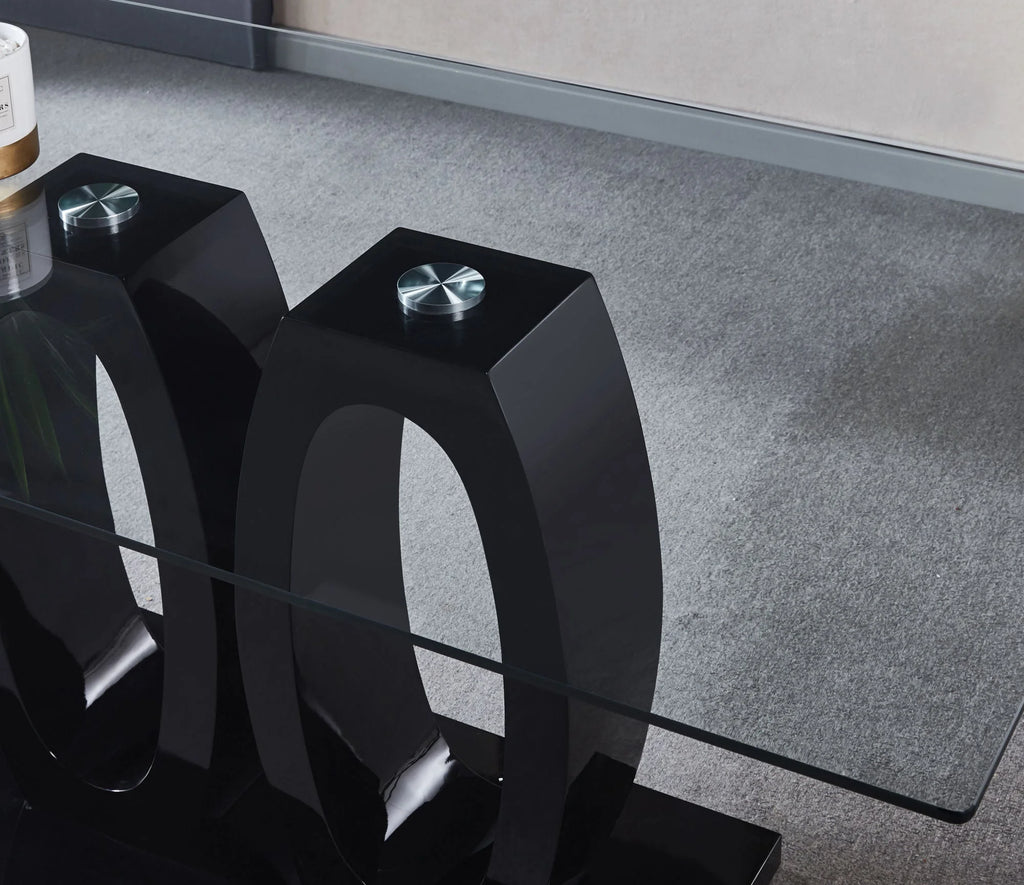 Tempered Glass Top Double Pedestal Dining Table A704