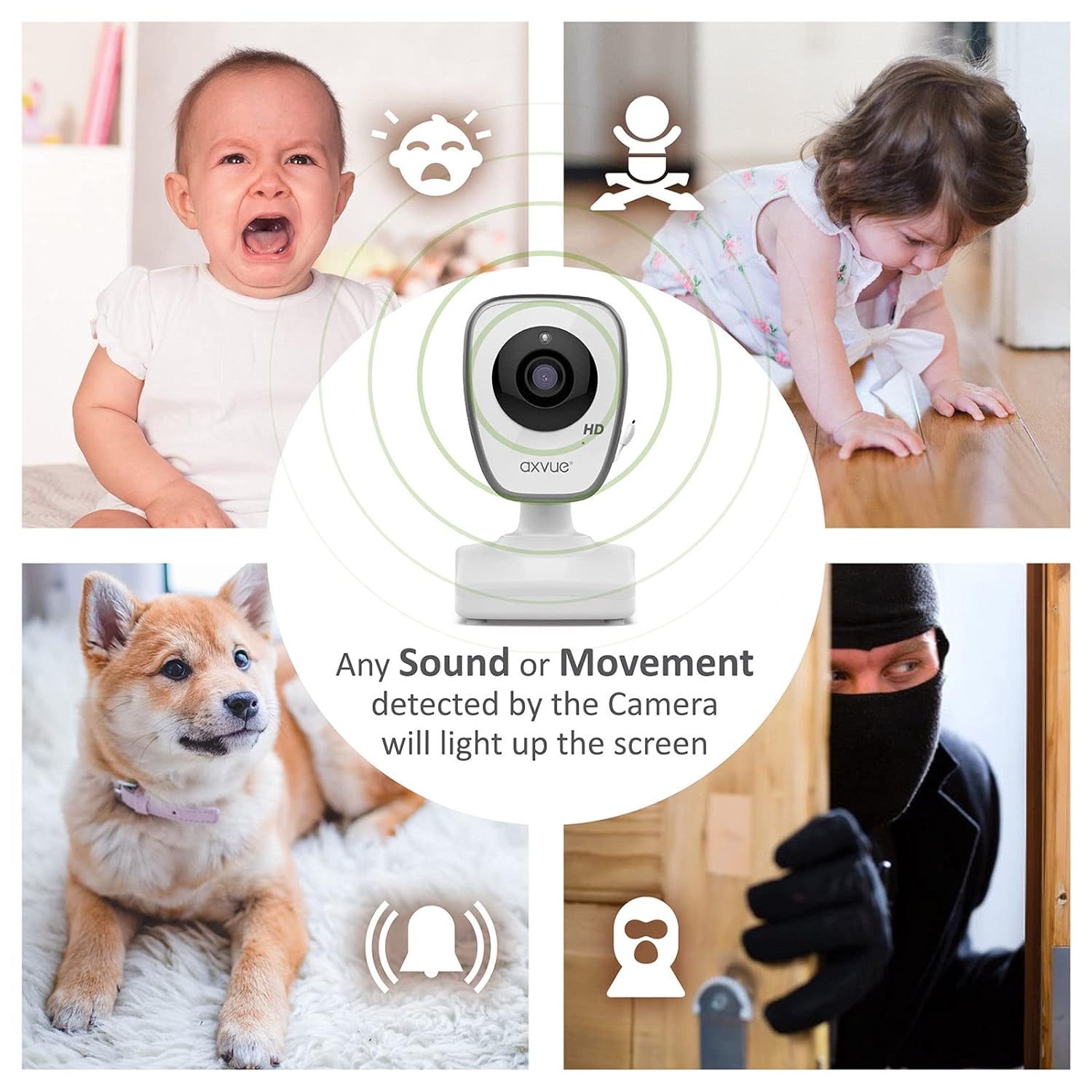 720P 5 HD Display Video Baby Monitor with 2 HD Cams V5813