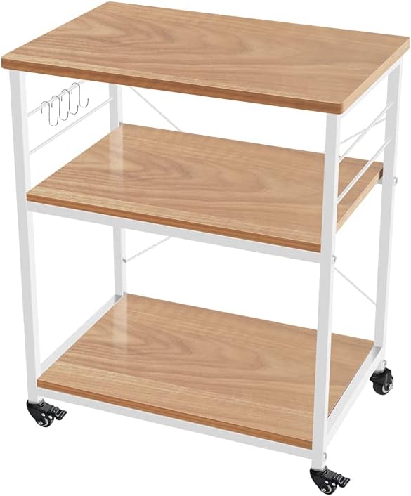 Light walnut 3 Tier Kitchen Cart J48950