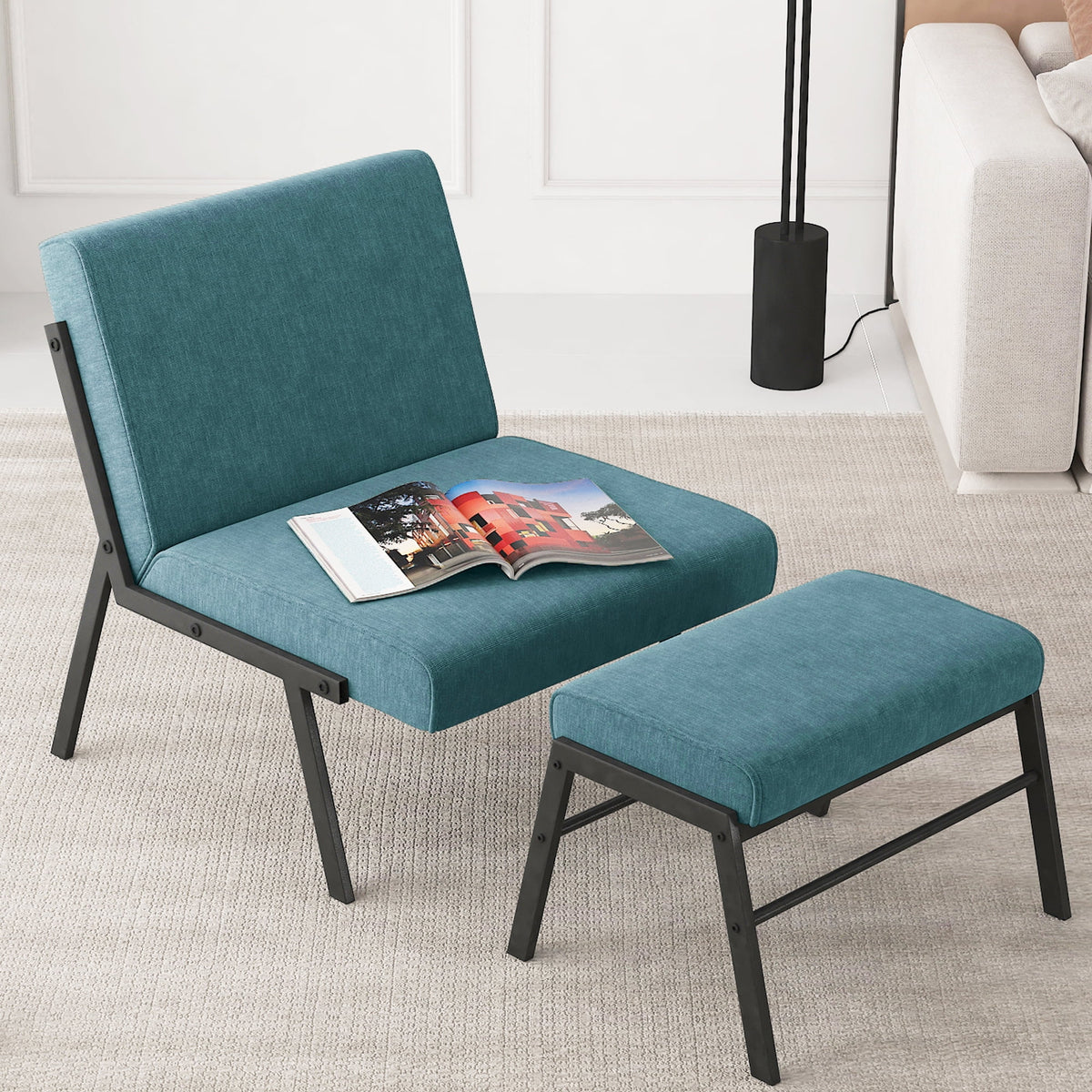 Linen Accent Chair with Ottoman J10224