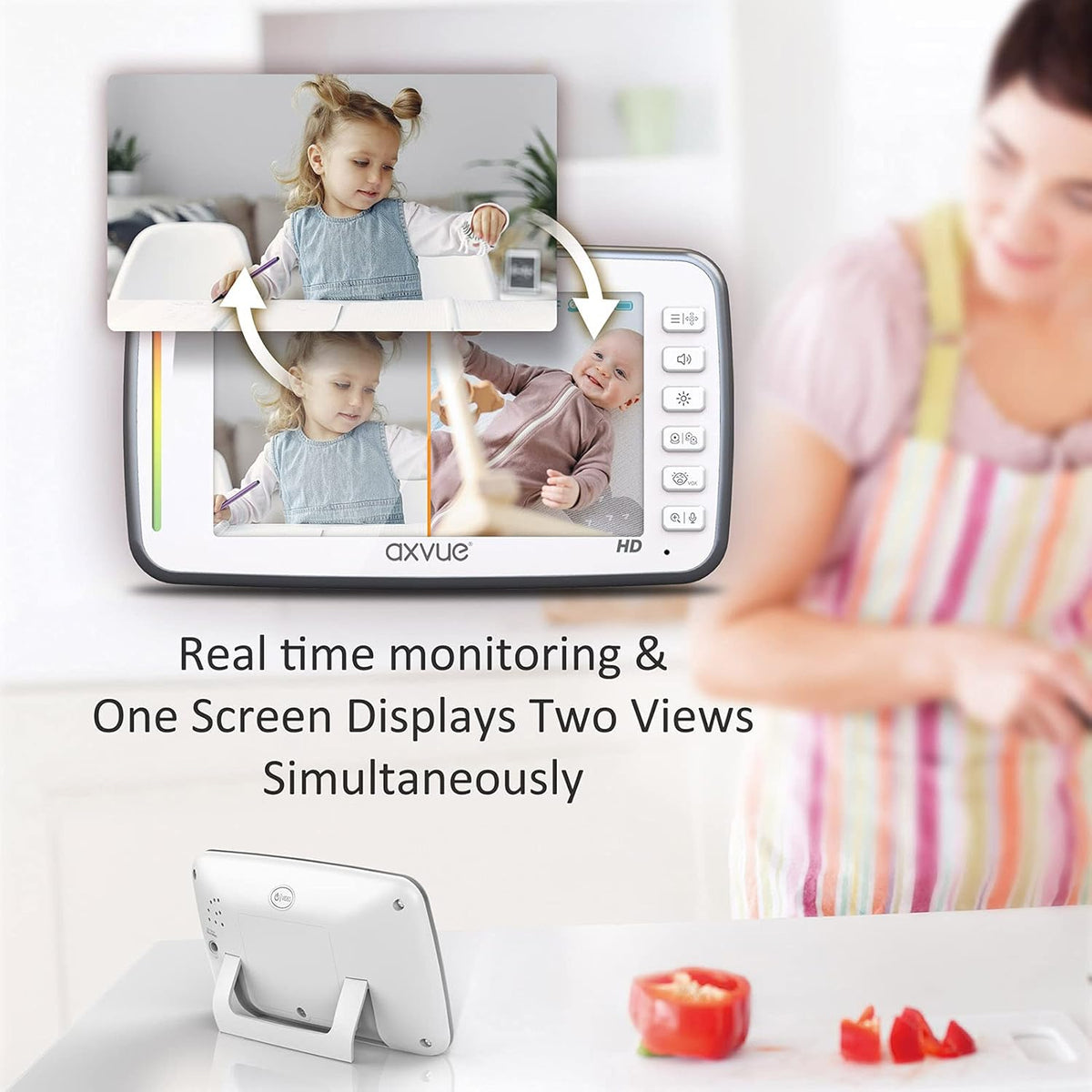 720P 5 HD Display Video Baby Monitor with 2 HD Cams V5813