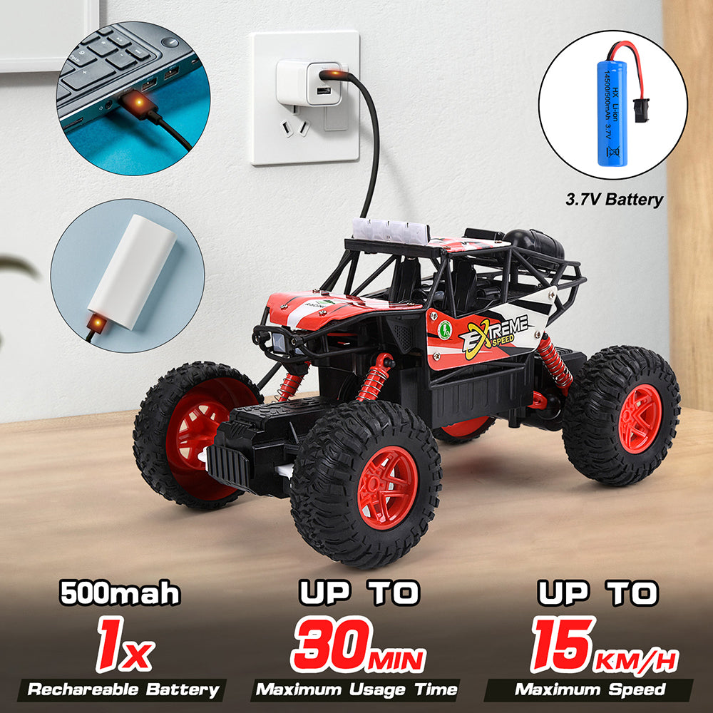 1:20 Alloy 4WD Remote Control Car with Headlights, Red T564347