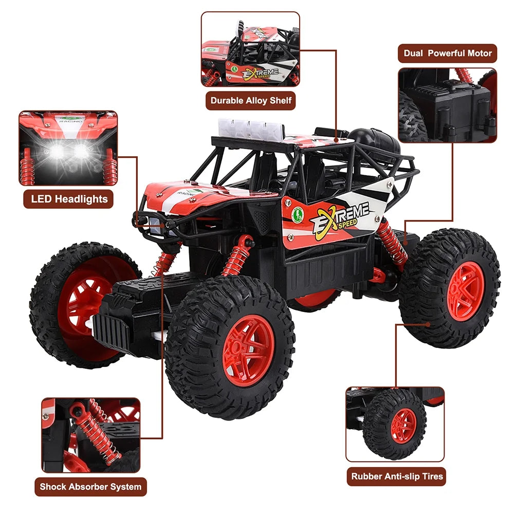 1:20 Alloy 4WD Remote Control Car with Headlights, Red T564347