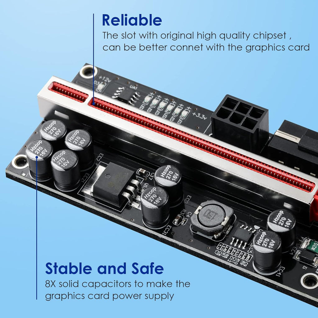 PCI-E 1X to 16X Riser Adapter Card with 24inch USB 3.0 Extension Cable Q970